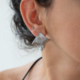 Large Silver Square Geometric Earrings