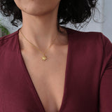 Gold Stainless Steel Sun Pendant Necklace