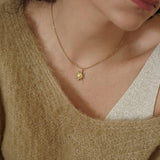 Gold Stainless Steel Sun Pendant Necklace