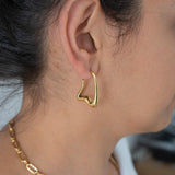 Gold Wavy Hoops Organic Hoop Stainless Steel Earrings