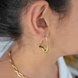 Gold Wavy Hoops Organic Hoop Stainless Steel Earrings