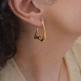 Gold Wavy Hoops Organic Hoop Stainless Steel Earrings