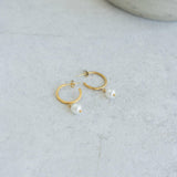 Gold Mother of Pearl Hoop Earrings