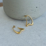 Gold Wavy Hoops Organic Hoop Stainless Steel Earrings