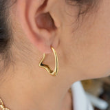 Gold Wavy Hoops Organic Hoop Stainless Steel Earrings