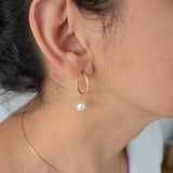 Gold Mother of Pearl Hoop Earrings