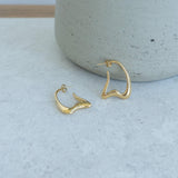 Gold Wavy Hoops Organic Hoop Stainless Steel Earrings