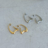 Gold Wavy Hoops Organic Hoop Stainless Steel Earrings