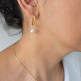 Gold Mother of Pearl Hoop Earrings