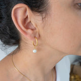 Gold Mother of Pearl Hoop Earrings