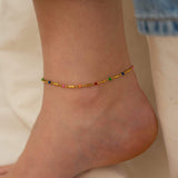 Gold Glass Beads  Oval Beads Chain Anklet