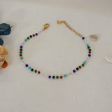 Gold Glass Beads  Oval Beads Chain Anklet