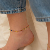 Gold Glass Beads  Oval Beads Chain Anklet