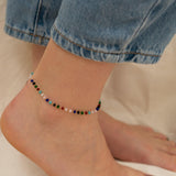 Gold Glass Beads  Oval Beads Chain Anklet