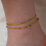 Gold Glass Beads  Oval Beads Chain Anklet