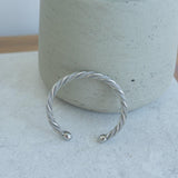 Silver Twisted Wire Open Bracelet