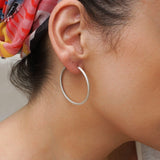 Silver Snakeskin Hoop Earrings