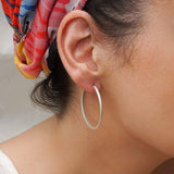 Silver Snakeskin Hoop Earrings