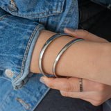 Silver shiny thick round Bangle Bracelet