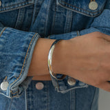 Silver shiny thick round Bangle Bracelet