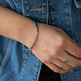 Silver shiny thick round Bangle Bracelet