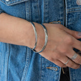 Silver shiny thick round Bangle Bracelet