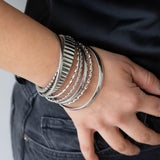 Silver shiny thick round Bangle Bracelet