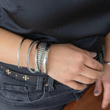 Silver shiny thick round Bangle Bracelet