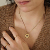 Gold Stainless Steel Sun Necklace with Turquoise Howlite Sun Pendant Necklace