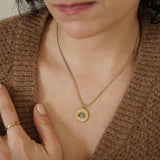 Gold Stainless Steel Sun Necklace with Turquoise Howlite Sun Pendant Necklace