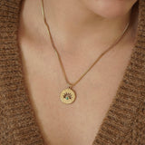 Gold Stainless Steel Sun Necklace with Turquoise Howlite Sun Pendant Necklace