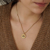 Gold Stainless Steel Sun Necklace with Turquoise Howlite Sun Pendant Necklace