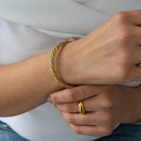Gold twisted wire open Bracelet