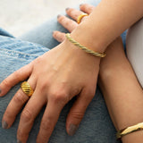 Gold twisted wire open Bracelet