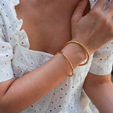 Gold Shiny Thick Round Bangle Bracelet