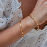 Gold Shiny Thick Round Bangle Bracelet