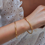 Gold Shiny Thick Round Bangle Bracelet