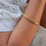 Gold Shiny Thick Round Bangle Bracelet