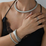 Silver Oversized Snake Collar Necklace