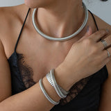 Silver Oversized Snake Collar Necklace