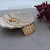 Gold Stainless Steel Evil Eye Protection Pendant Necklace