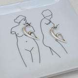 Modern Silver Half-Heart Earrings