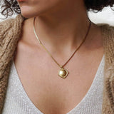 Gold Ethnic Disc Coin Pendant Necklace