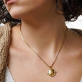 Gold Ethnic Disc Coin Pendant Necklace