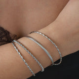 Silver Dainty Braided Bangle