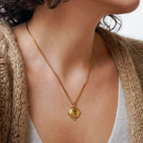 Gold Ethnic Disc Coin Pendant Necklace