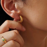 Gold Croissant Dome Hoops