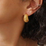Gold Croissant Dome Hoops