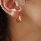 Gold Croissant Dome Hoops
