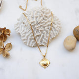 Gold Ethnic Disc Coin Pendant Necklace
